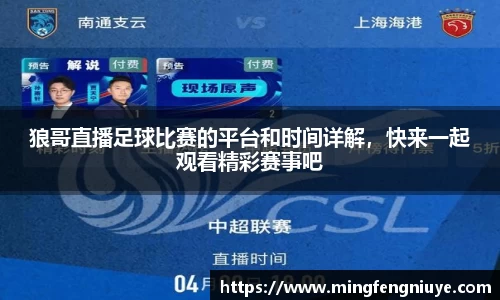 狼哥直播足球比赛的平台和时间详解，快来一起观看精彩赛事吧