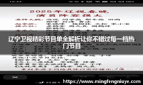 辽宁卫视精彩节目单全解析让你不错过每一档热门节目