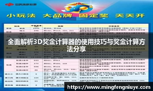 全面解析3D奖金计算器的使用技巧与奖金计算方法分享